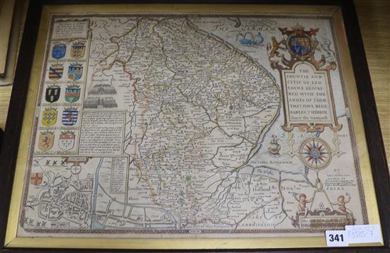 Hondius Map of Lyncoln 40 x 52.5cm.